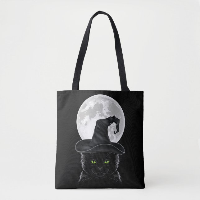 Bolso De Tela Gótico Moon Pastel, Gorra de bruja gótica negra (Anverso)