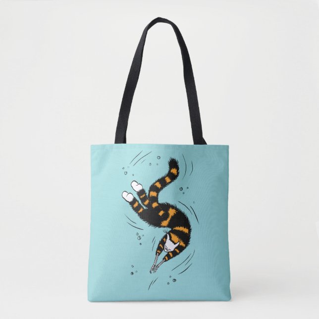 Bolso De Tela Gótico Pastel Natación Cat Skeleton (Anverso)