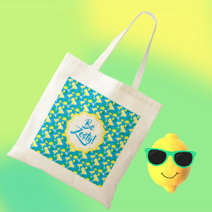 Bolso De Tela Gotitas de Limón Picantes Limones Azul Caribeño 