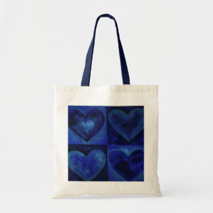 Bolso De Tela Gouache azul Abstract Hearts Tote Bag