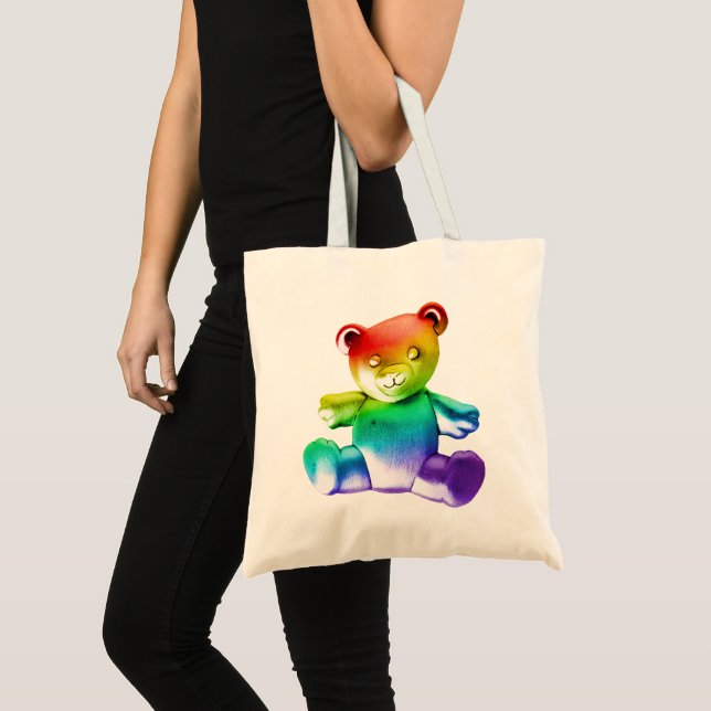 Bolso De Tela Gra de arcoiris de osito metalizado cepillado de S (Anverso (producto))