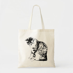 Bolso De Tela Grabaciones de otoño con un estilo de gato mínimo