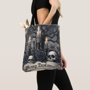 Bolso De Tela Grabado antiguo de una escena navideña gótica
