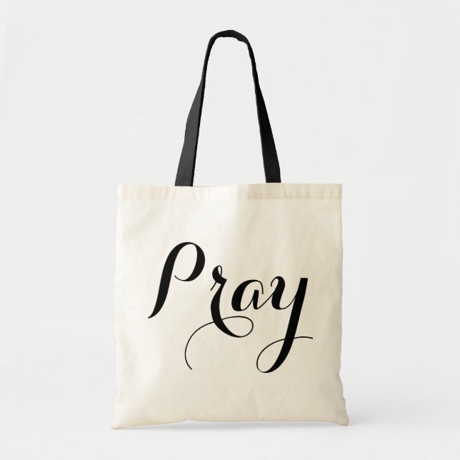 Bolso De Tela Grabado de script de bonito PRAY - con personaliza (Frente)