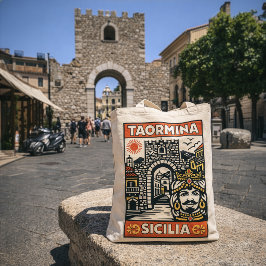 Bolso De Tela Grabado en madera Rojo Amarillo Taormina Sicilia P