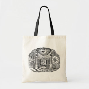 Bolso De Tela Grabado masónico de corte en bloques del siglo XIX