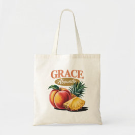 Bolso De Tela Grace Abounds Peach Pineapple Retro Faith Tee