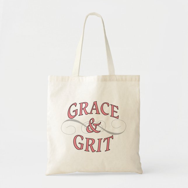 Bolso De Tela Grace y Grit en rosa y gris (Frente)