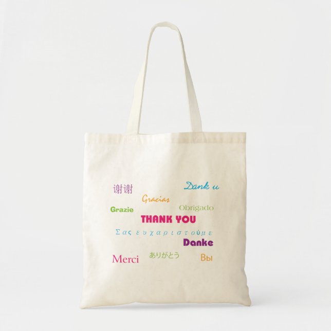Bolso De Tela Gracias en muchos idiomas (Frente)
