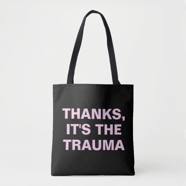 Bolso De Tela Gracias es el lema del trauma rosado negro sarcást (Anverso)