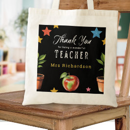 Bolso De Tela Gracias Maestro Pizarra Manzana Personalizado