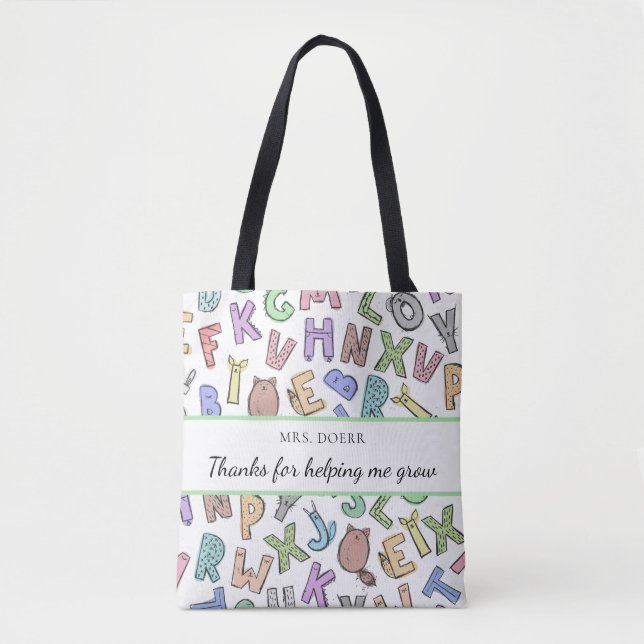Bolso De Tela Gracias Por Ayudarme A Crecer El Tote De Profesore (Anverso)