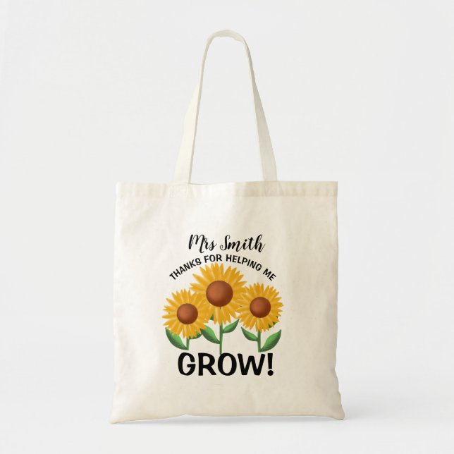 Bolso De Tela Gracias por ayudarnos a cultivar girasol amarillo (Frente)