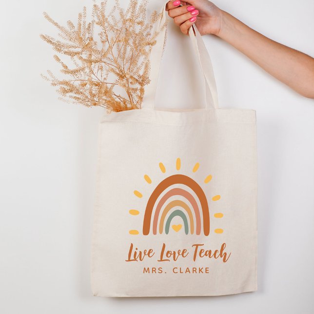 Bolso De Tela Gracias Profesor Nombre Personalizado Boho Arcoiri (Subido por el creador)