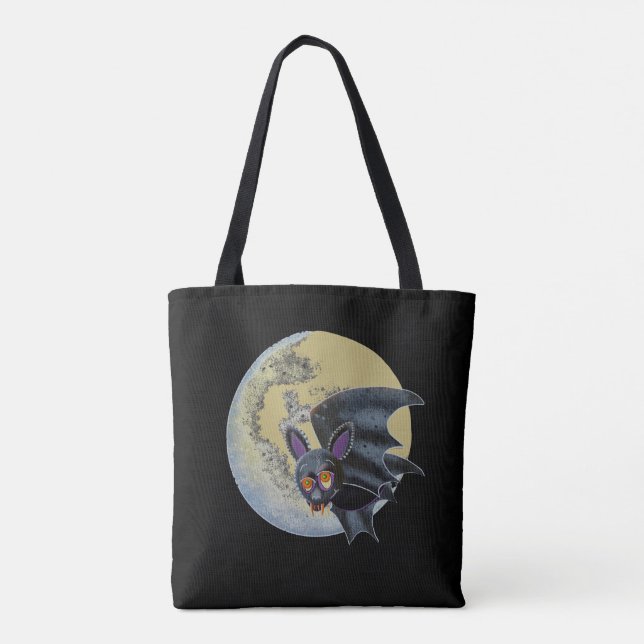 Bolso De Tela Graciosa Bat de luna llena de Halloween borrachos (Reverso)