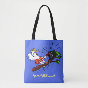 Bolso De Tela Graciosa cacatúa tocando el personalizado de guita