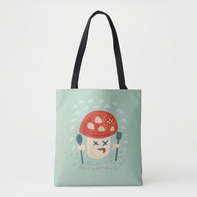 Bolso De Tela Graciosa Carácter de Comida Mushroom Extraña Extra (Anverso)