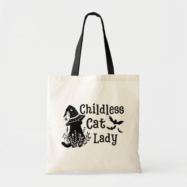 Bolso De Tela Graciosa Dama de Gato Infantil de Halloween (Frente)