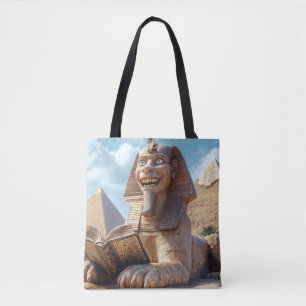 Bolso De Tela Graciosa estatua de Esfinge leyendo libro antiguo