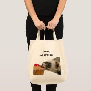 Bolso De Tela Graciosa Ferret ama los pasteles. Foto