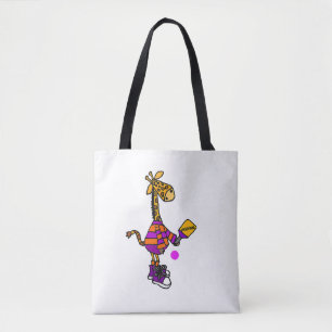 Bolso De Tela Graciosa jirafa jugando al baloncesto