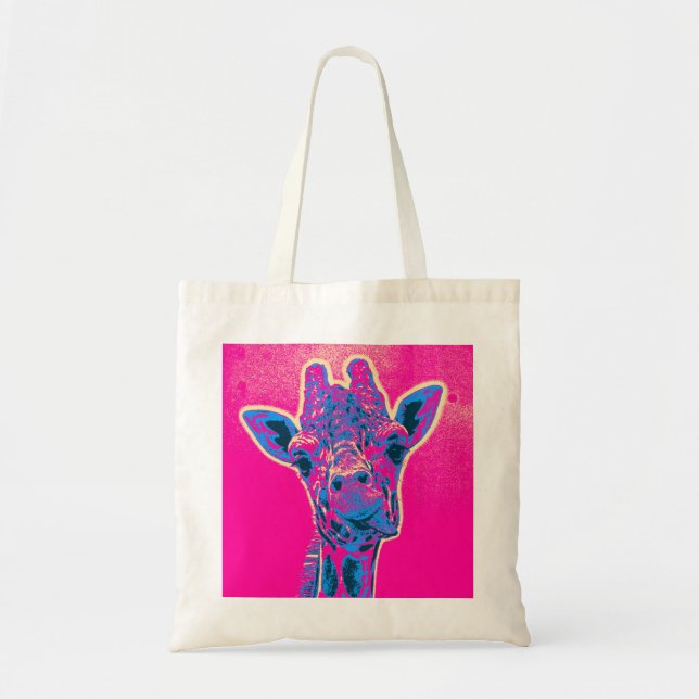 Bolso De Tela Graciosa jirafa sacando su lengua (Frente)