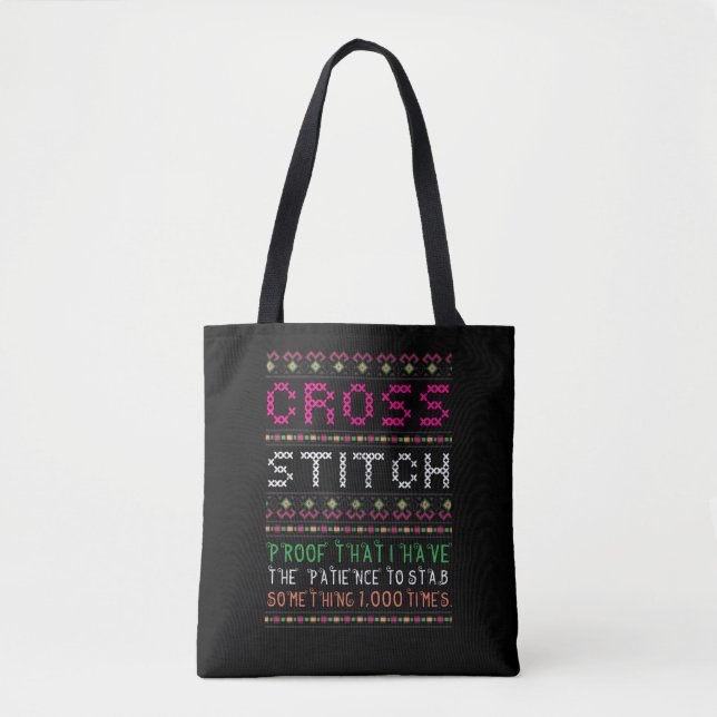 Bolso De Tela Gracioso arte de coser de punto de aguja cruzado (Anverso)