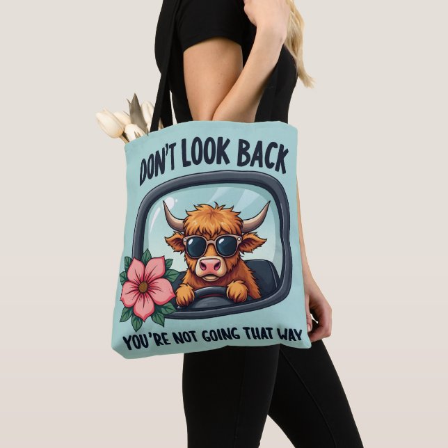 Bolso De Tela Gracioso arte motivador de la vaca retro occidenta (Detalle)
