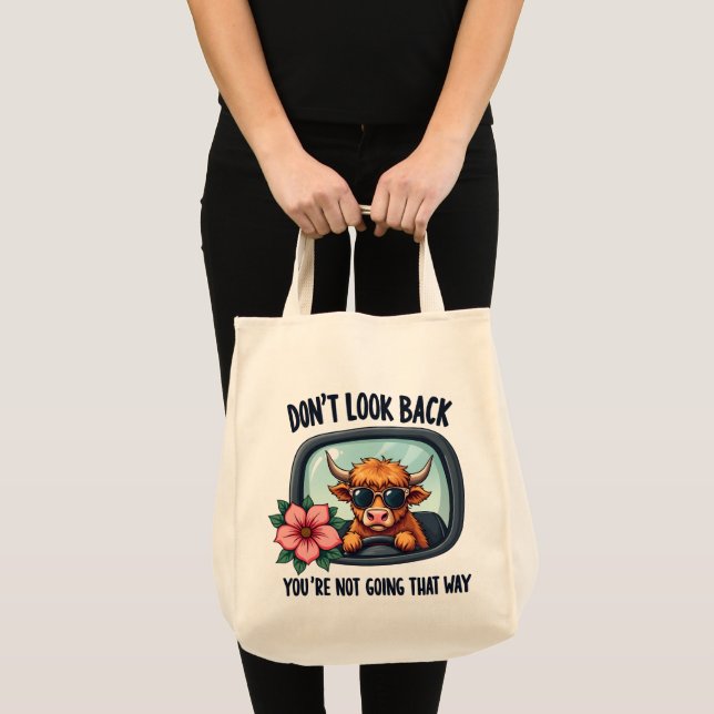 Bolso De Tela Gracioso arte motivador de la vaca retro occidenta (Anverso (producto))