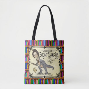 Bolso De Tela Gracioso Charlotte Bronte Saurus Lector de Libros 