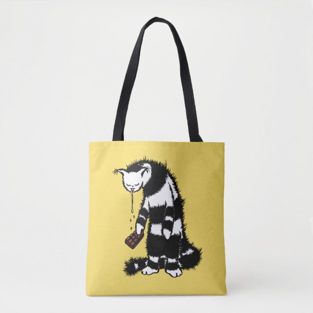 Bolso De Tela Gracioso Chocolate Cat Lover - Tinta Dibujada Gato (Anverso)