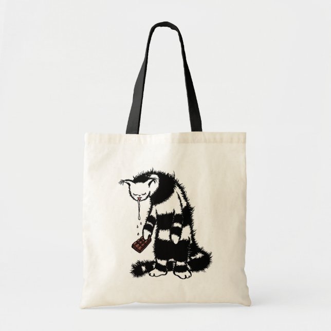 Bolso De Tela Gracioso Chocolate Cat Lover - Tinta Dibujada Gato (Frente)