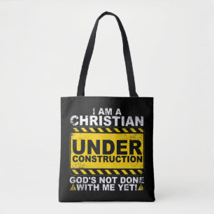 Bolso De Tela Gracioso cristiano en construcción regalo católico