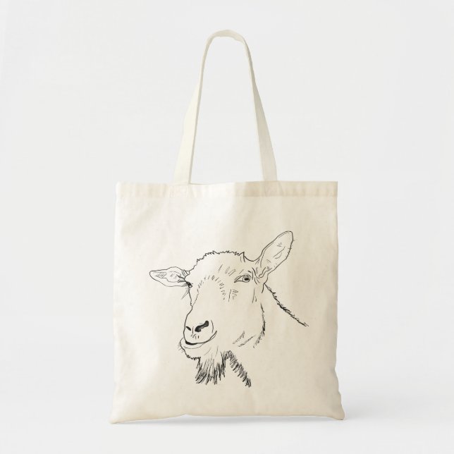 Bolso De Tela Gracioso dibujo de línea de cabra de diseño de art (Frente)