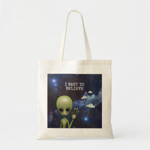 Bolso De Tela Gracioso espacio espacial para hombre verde alien