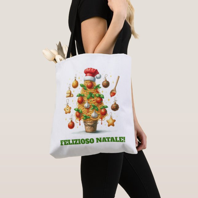 Bolso De Tela Gracioso Espagueti Árbol de Navidad Delizioso Nata (Detalle)