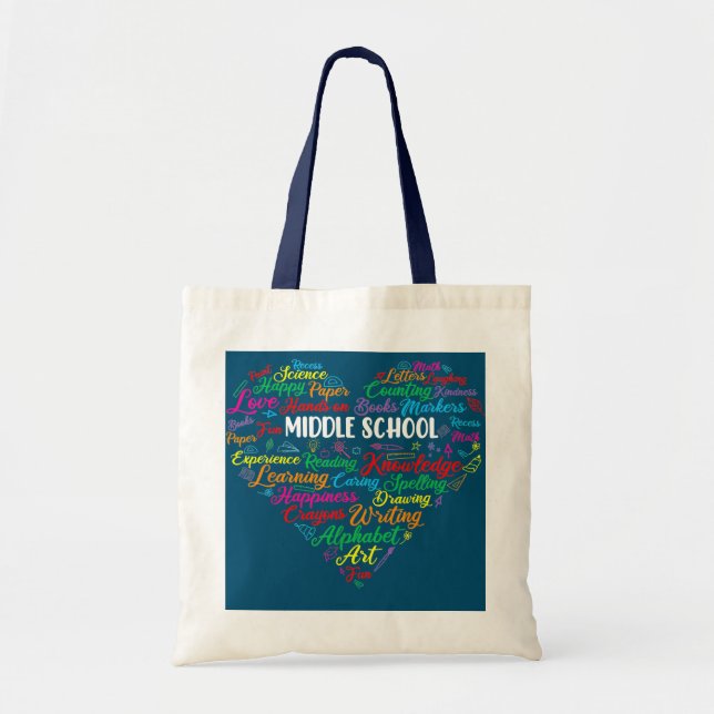 Bolso De Tela Gracioso estudiante de secundaria de corazón de vu (Frente)