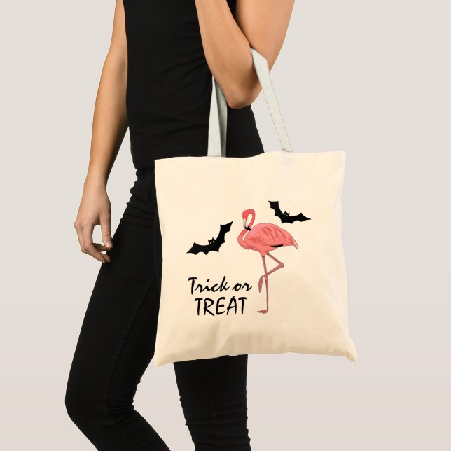 Bolso De Tela Gracioso Flamingo Vampire Bats Trick or Trete (Anverso (producto))