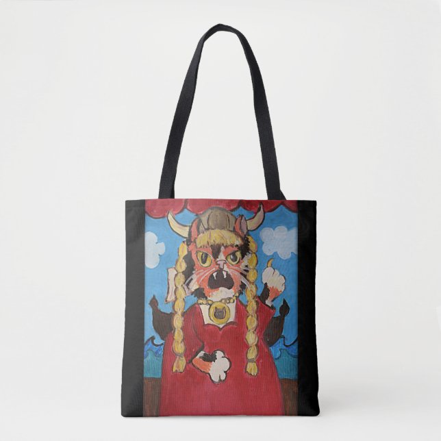 Bolso De Tela Gracioso gato de ópera de arte popular (Anverso)