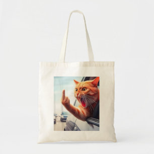 Bolso De Tela Gracioso Gato Dedo Medio Dedo Gracioso Gato En El 