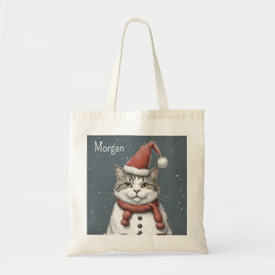 Bolso De Tela Gracioso gato Navidades Snowman Cute