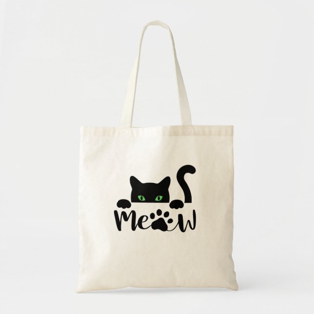 Bolso De Tela Gracioso gato negro (Frente)