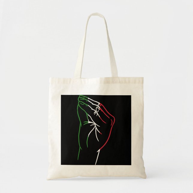 Bolso De Tela Gracioso gesto de mano italiano bandera italiana i (Frente)