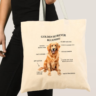 Bolso De Tela Gracioso Golden Retriever Blueprint Tote Bag