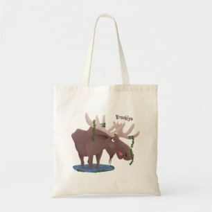 Bolso De Tela Gracioso ilustracion personalizado de alce feliz