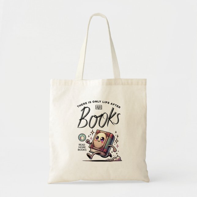 Bolso De Tela Gracioso libro de Kawaii con cita Leer más libros (Frente)