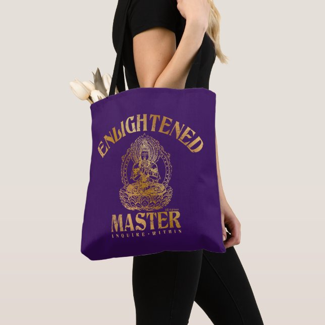 Bolso De Tela Gracioso "maestro iluminado" Faux Gold en morado (Detalle)