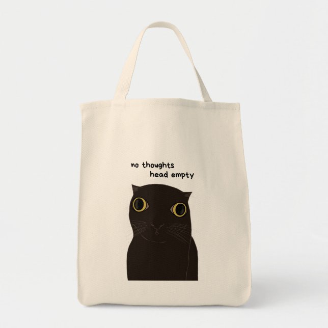 Bolso De Tela Gracioso meme de gato negro (Frente)