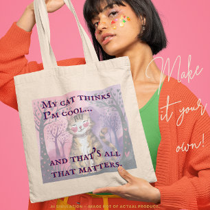 Bolso De Tela Gracioso 'Mi gato cree que soy genial...'. Cute Hu