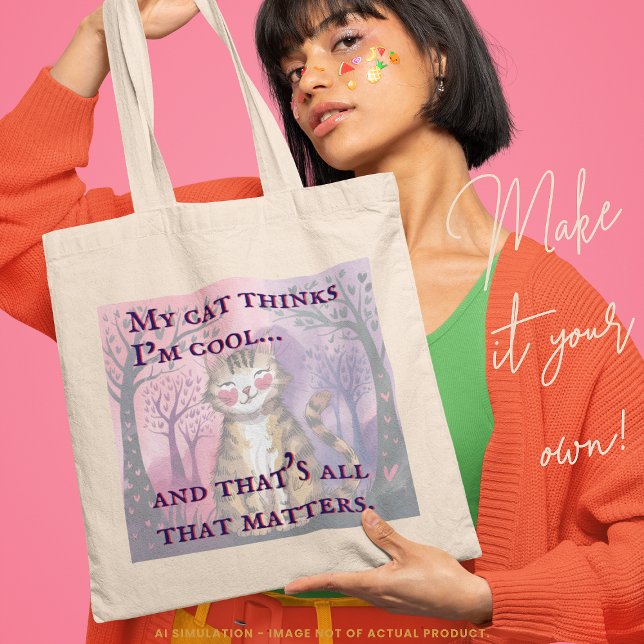 Bolso De Tela Gracioso 'Mi gato cree que soy genial...'. Cute Hu (Subido por el creador)
